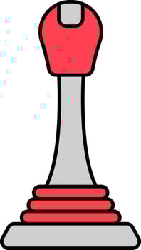 Flat Gear Stick Icon In Grey And Red Color. vector