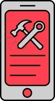 Mobile Repairing Or Service Icon In Grey And Red Color. vector