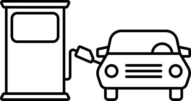 Fuel Refueling Car In Gasoline Pump Line Art Icon. vector