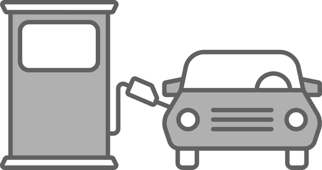 Fuel Refueling Car In Gasoline Pump Icon In Grey And White Color vector