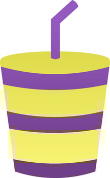 Disposable Cup With Straw Icon In Purple And Green Color. vector
