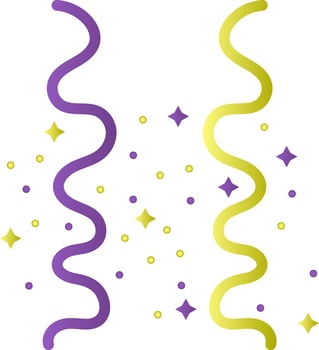 Purple And Green Color Streamers Icon In Flat Style. vector