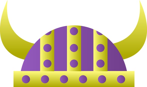 Viking Helmet Icon In Purple And Green Color. vector