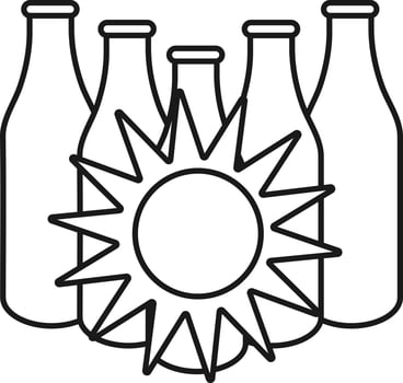 Hit Bottle Icon In Black Line Art. vector