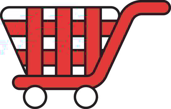 Red And White Color Push Cart Icon. vector