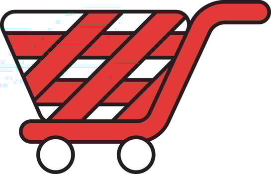Shopping Cart Icon In Red And White Color. vector