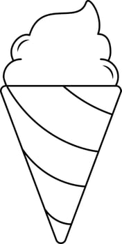 Ice Cream Cone Icon in Black Outline. vector