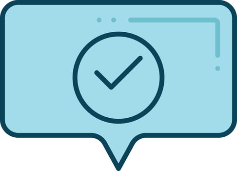 Approve Chat Icon In Blue Color. vector