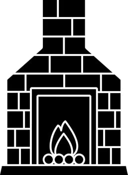 Fireplace Or Chimney Icon In Black And White Color. vector