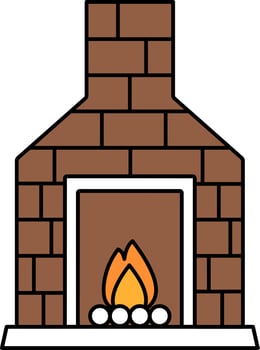 Fireplace Or Chimney Icon In Brown And White Color. vector