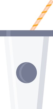 Blue And White Color Disposable Cup With Straw Icon. vector