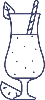 Illustration of Cocktail Glass With Straw Icon in Thin Line Art. vector