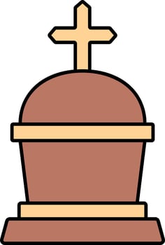 Orange And Brown Color Tombstone Icon. vector