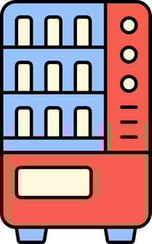 Red And Blue Vending Machine Icon In Flat Style. vector
