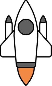 Rocket Icon In Gray And White Color. vector