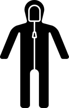Flat Style PPE Suit Icon In Black Color. vector
