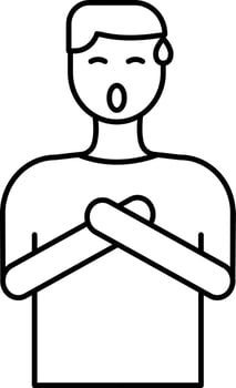 Illustration of Man Suffering From Fever Icon in Line Art. vector
