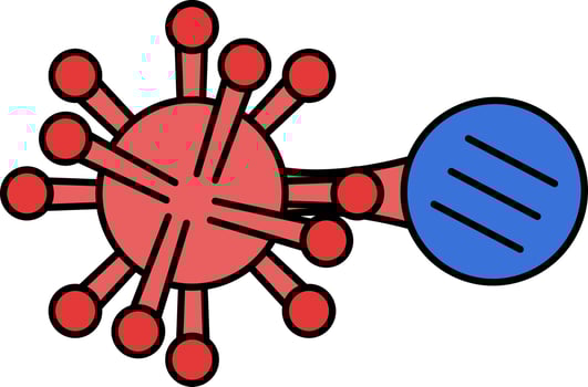 Antiviral Pill Icon In Blue And Red Color. vector