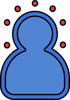 Virus Effect Or Disease Man Icon In Blue And Red Color. vector