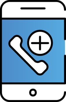 Blue And White Color Doctor Or Emergency Call In Smartphone Icon. vector