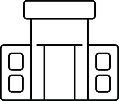 Building Icon In Black Line Art. vector