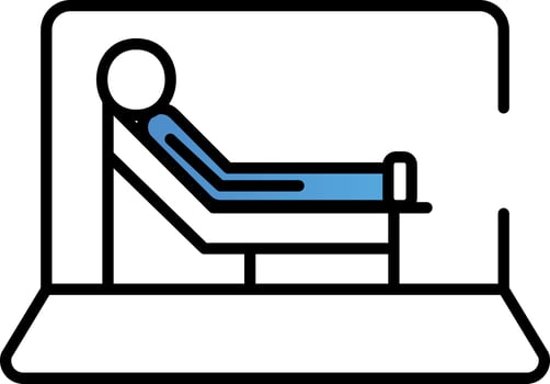 Blue And White Color Online Therapy In Laptop Icon. vector