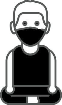 Man Doing Yoga Icon In Black And White Color. vector