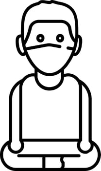 Man Doing Yoga Icon In Black Line Art. vector