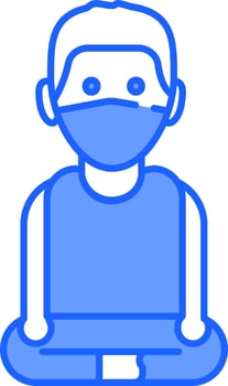 Man Doing Yoga Icon In Blue And White Color. vector