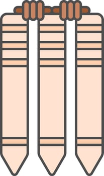 Cricket Stumps Icon In Orange And Brown Color. vector