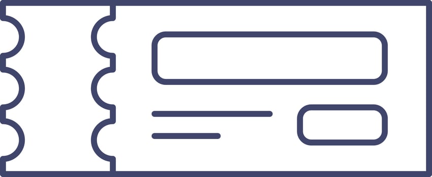Ticket Icon In Blue Thin Line Art. vector