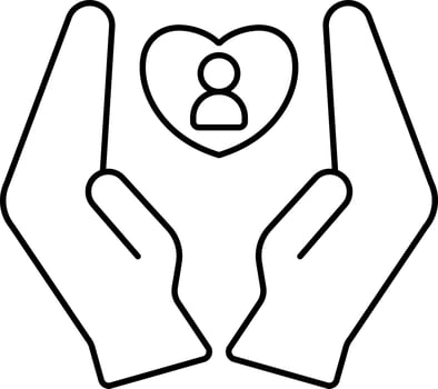 Human Care Icon In Black Outline. vector