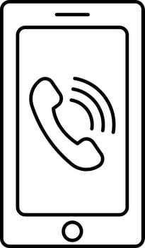 Mobile Call Icon In Black Line Art. vector