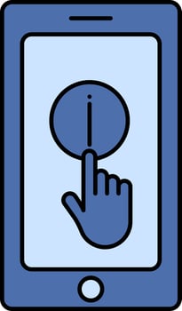 Smartphone With Information Icon In Blue Color. vector