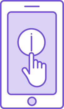 Smartphone With Information Icon In Purple And White Color. vector