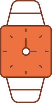 Wristwatch Icon In Orange And White Color. vector