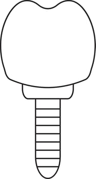 Dental Implant Icon In Thin Line Art. vector