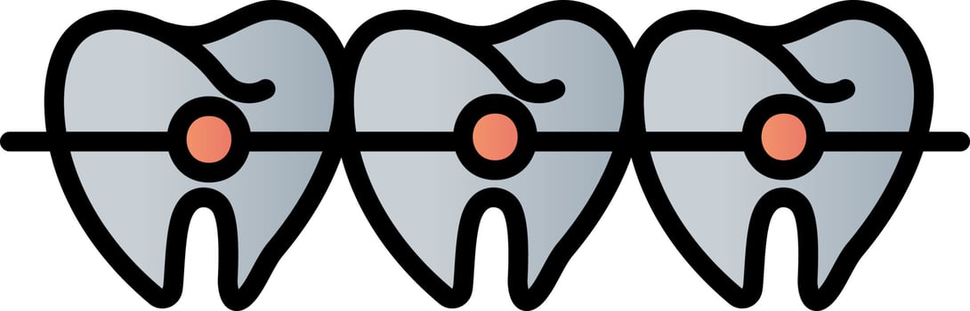 Teeth Braces Icon In Gray And Orange Color. vector