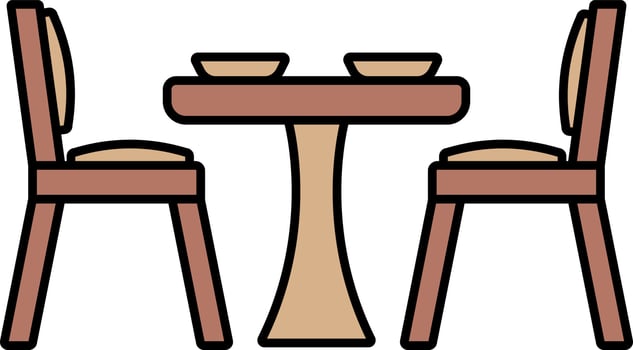 Dinner Table Icon In Brown Color. vector