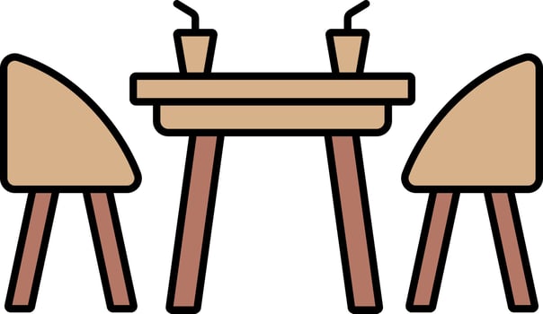 Dinner Table Icon In Brown Color. vector