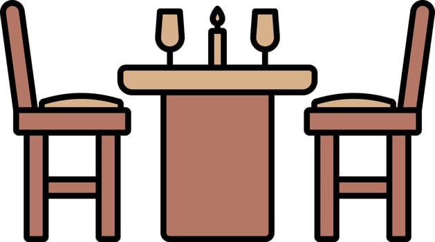 Dinner Table Icon In Brown Color. vector