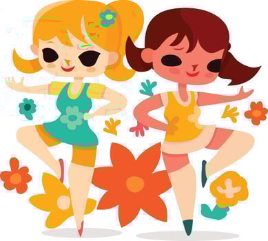 Girls doing yoga in nature vector