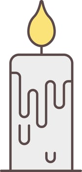 Burning Candle Icon In Grey And Yellow Color. vector