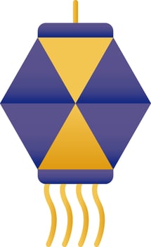 Blue And Yellow Paper Lantern Flat Icon. vector