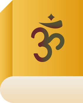 Om Symbol Book Icon In Golden Color. vector