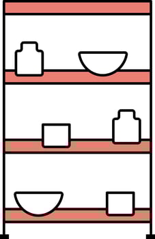 Utensil Shelves Icon In Red And White Color. vector