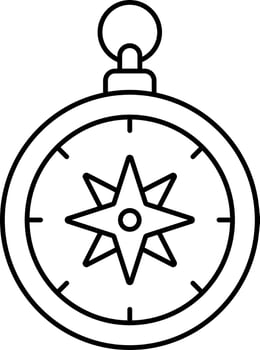 Compass Icon In Black Outline. vector