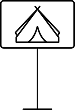Camping Signboard Icon In Line Art. vector