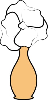Orange And White Color Flower Pot Or Vase Icon. vector