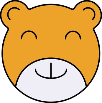 Yellow And White Color Teddy Bear Face Icon. vector